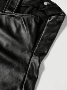 SHEIN MOD 女士假皮革連身裙 - 黑色 - 查看 3