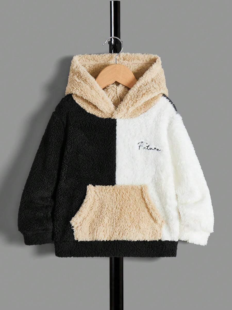 SHEIN 幼童男孩休閒拼色絨面上衣 - 彩色 - 查看 1