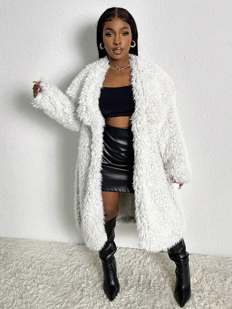 Slaydiva Của phụ nữ Sang trọng áo Với Lớn Cổ bẻ Và Mở Mặt trước Thiết kế - trắng - Xem 1