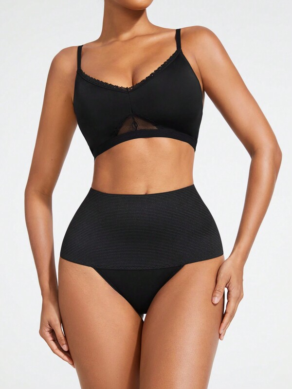 SHEIN Shape Set de modelare pentru corp pentru controlul burticii, cu dantela splice
