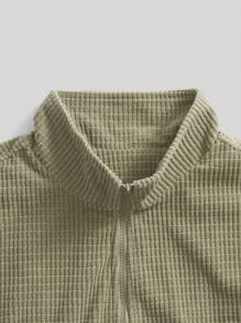 Manfinity Hypemode Men's Loose Fit Solid Textured Zip Up Jacket - Green - View 5