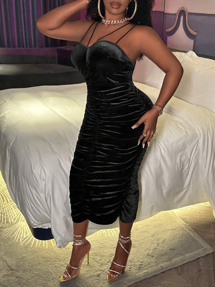 Plus Size Women's Pleated Cami Dress