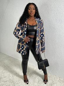 Slaydiva Women's Chain Pattern Blazer - Multicolor - View 4