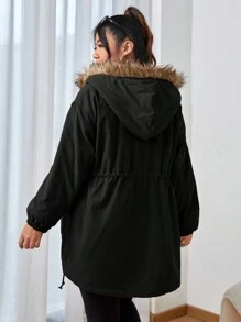 SHEIN EZwear Manteau matelassé pour femmes grandes tailles, pour l'hiver