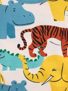 Baby Boy Snug Fit Cartoon Animal Print Pajama Set - Multicolor - View 4
