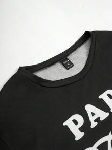 Men's Lettering And Paw Print Loungewear Set - Blue - View 4