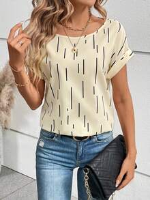 SHEIN Privé Bat-winged Casual Blouse - Apricot - View 6