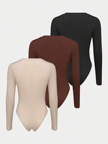 SHEIN Unity 純色半拉鍊修身連身衣 - 彩色 - 查看 2