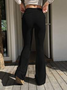 SHEIN EZwear Pantalones Acampanados De Mujer Con Pliegues