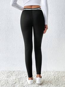 SHEIN LUNE Ấm áp Lót Xà cạp - màu đen - Xem 2