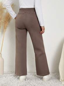 RueChic Nastoletnie dziewczyny Dekoracyjne naszycie z napisem Z paskiem Szew z przodu Podszewka termiczna Spodnie