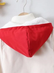 SHEIN 年轻男孩时尚休闲撞色加厚保暖内衬夹克 - 玫紅色 - 查看 6