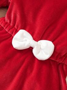 Baby Girls' Cape Bell-sleeve Dress Set - Red - View 5