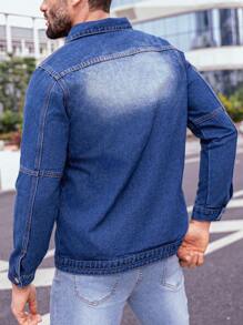 Manfinity Homme Herr Knappar Vatten tvättade Denimjacka - Mörktvätt - Visa 5