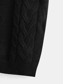 SHEIN Cậu bé Tween Cổ chữ V Áo len vest , Giải trí Không tay Dệt kim Áo chui đầu - màu đen - Xem 3