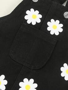 Baby Girls' Lovely Daisy Print Overall Dress - Black - View 6