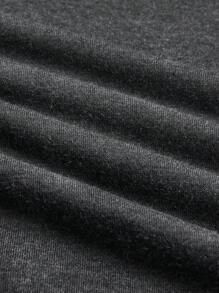 SHEIN LUNE 印刷字母和圖形的運動衫 - 深灰色 - 查看 6