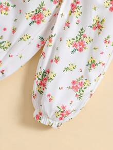 Girls' Ruffle Edge Long Sleeve Overalls Set - Pink - View 5