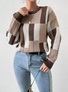 Chiquease 幾何圖案針織套頭毛衣 - 棕色 - 查看 1