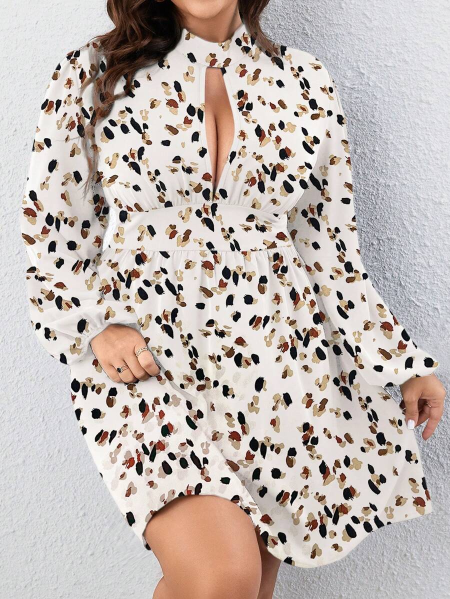 Celure 女款大尺碼鏤空圓點洋裝 - 彩色 - 查看 1