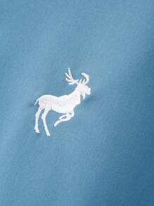 Manfinity Homme Men's Embroidered Long Sleeve Shirt - Dusty Blue - View 5