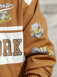 Manfinity LEGND 宽松男士加厚字母印花羽绒服 - 卡其色 - 查看 6