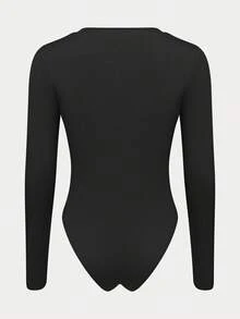 SHEIN Unity 純色半拉鍊修身連身衣 - 彩色 - 查看 4