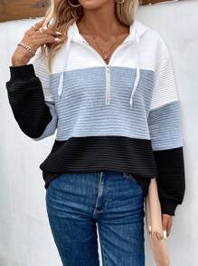 EMERY ROSE Women's Colorblock Hooded Sweatshirt - Multicolor - View 3