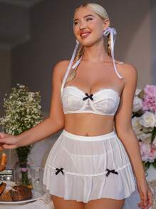 SHEIN Lace Patchwork Sexy Lingerie For Women - White - View 3