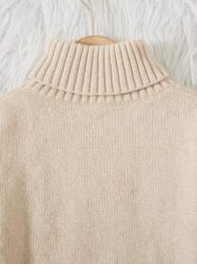 SHEIN Sencillo Suéter Tejido De Moda Para Niñas - Caqui - Ver 5