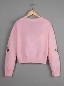Teen Girls' Cherry Pattern Cardigan