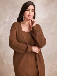 Modelyn Ensemble De Cardigan À Épaules Tombantes Et Robe Pull Pour Femmes