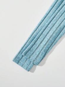 SHEIN Cô gái Thời gian rảnh rỗi Dài Đầm Với Khe Và Bên Eo Buộc - Màu xanh nhạt - Xem 5