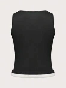 SHEIN LUNE Áo ba lỗ lót nhiệt màu trơn cho nữ mùa hè - màu đen - Xem 2