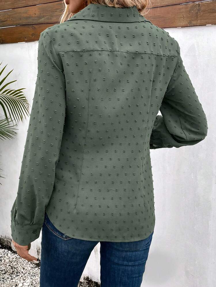 Solid Color Lantern Sleeve Shirt