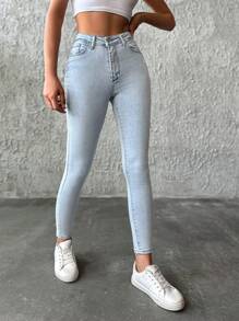 RueChic Quần Jeans Skinny Khóa Kéo Chắc Chắn - Rửa nhẹ - Xem 3