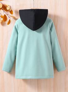 SHEIN Tween Boy Warm 2 In 1 Hooded Overcoat, Mid-Long Length, Suitable For Daily Wear - Green - View 2