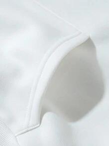 SHEIN EZwear Áo hoodie dây rút túi Kangaroo in họa tiết - trắng - Xem 3