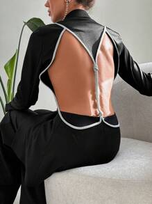 EURMUSE Sultry And Sexy Open-back Blazer - Black - View 3