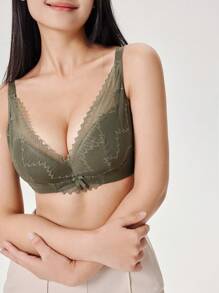 DAZY Women's Lace Lightly Padded Push-Up Bra Lingerie For Women - Green - View 8