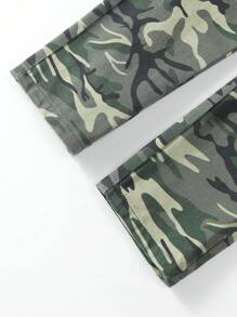Calça Jeans Retas Cargo de Cintura Elástica Camuflagem Urbana de Rua Y2K para Jovens com Bolsos Lisos