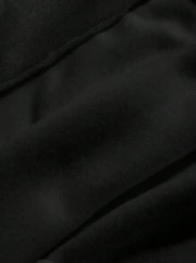 Flirla 大碼萬聖節骷髏頭和字母圖案加絨內裏運動衫 - 黑色 - 查看 3