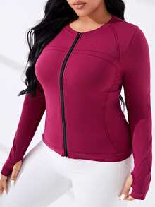 Yoga Basic Kích thước lớn Dây kéo phía trước Jacket thể thao - Gỗ đỏ - Xem 6