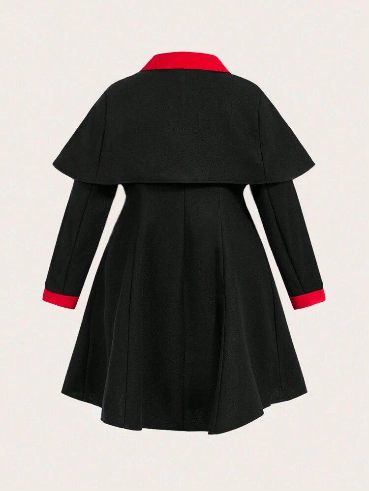 Plus Size Contrast Color Shawl Collar With Belt Woolen Coat Fall Cloth For Women