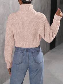 Chiquease Women'S Solid Color Turtleneck Sweater - Beige - View 2