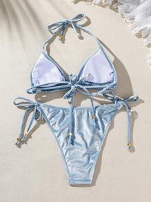 Swim Mod 夏季海滩女士吊带比基尼套装