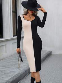 SHEIN Clasi Của phụ nữ Tương phản Màu sắc Đầm - Nhiều màu - Xem 5