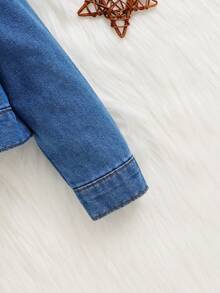 SHEIN Em bé Cô gái Áo khoác denim Với Flap túi ( 1 Miếng ) - Rửa trung bình - Xem 5