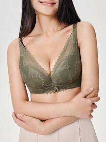 DAZY Women's Lace Lightly Padded Push-Up Bra Lingerie For Women - Green - View 5