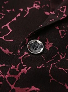 Men Jacquard Single Button Suit - Burgundy - View 8